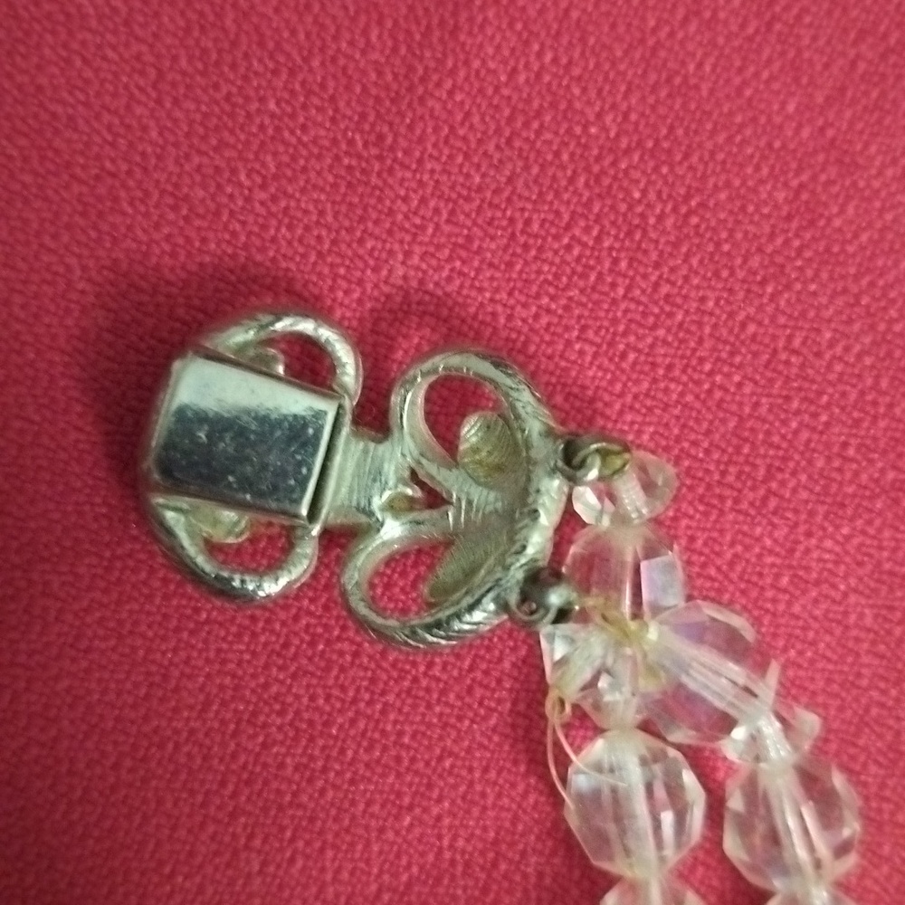 Vintage Estate Small AB Crystal 2 strand bracelet w Ornate Clasp - Picture 5 of 11